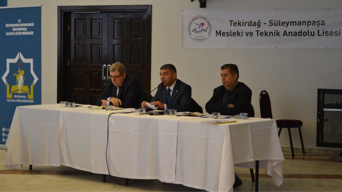 Süleymanpaşa Mesleki ve Teknik Anadolu Lisesinde, 2018-2019 Eğitim-Öğretim Yılı 2.Dönem Müdürler Kurulu toplantısı düzenlendi